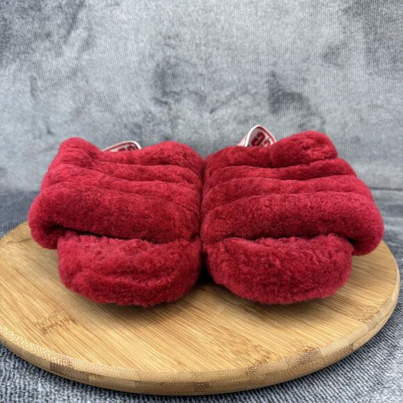 UGG Shoes Womens Size 8 Red Fluff Yeah Slide Shearling Slingback Slippers Plush - Picture 3 of 11